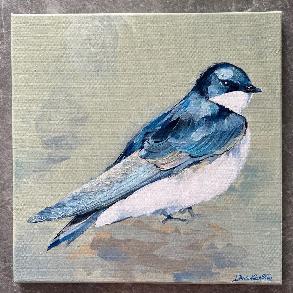 Original painting of bird on canvas